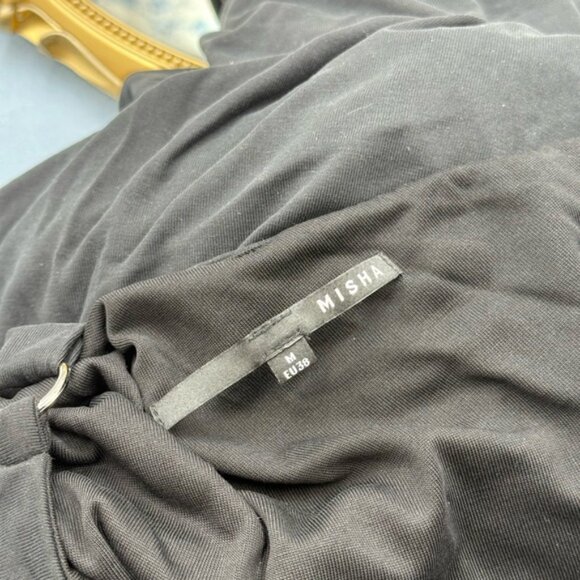 🆕 MISHA COLLECTION 🧿 NWOT The Devon Maxi Dress, Black Cupro-Jersey, Sz M US6 - Picture 14 of 15